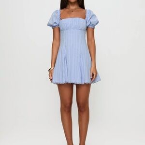 Princess Polly Light Blue Puff Sleeve Mini Dress